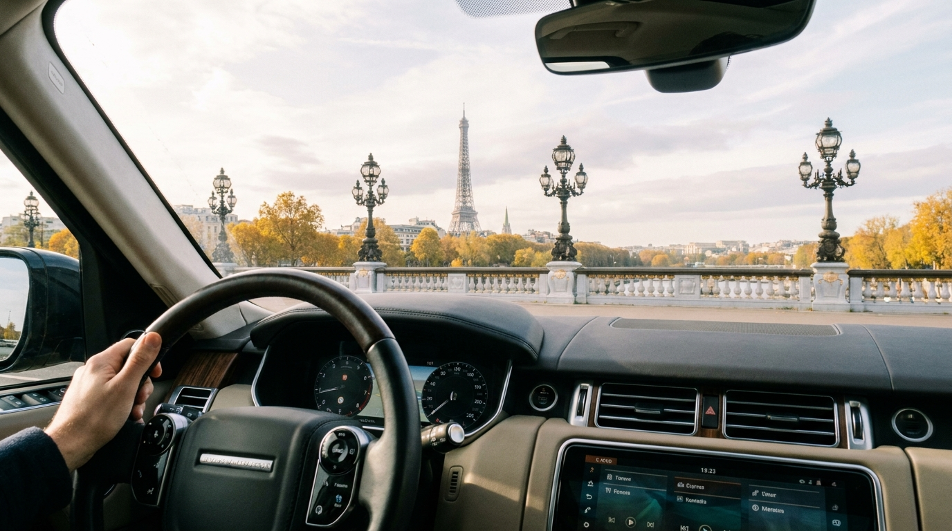 Friendly local driver guiding a passenger through the city
